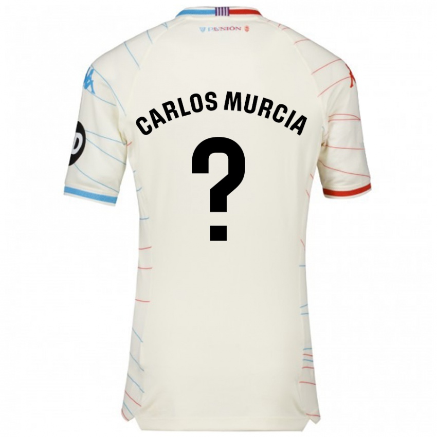 Niño Camiseta Juan Carlos Murcia #0 Blanco Rojo Azul 2ª Equipación 2024/25 La Camisa Chile