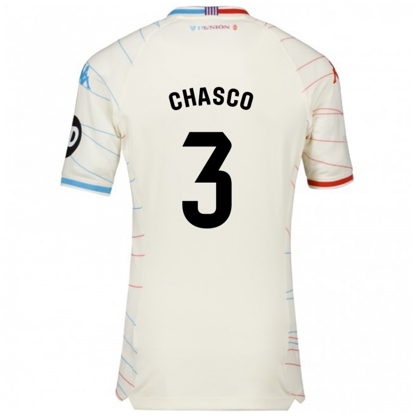 Niño Camiseta Raúl Chasco #3 Blanco Rojo Azul 2ª Equipación 2024/25 La Camisa Chile