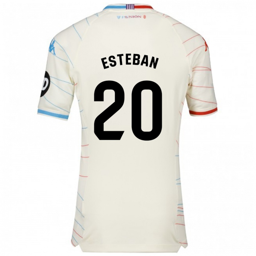 Niño Camiseta Sergio Esteban #20 Blanco Rojo Azul 2ª Equipación 2024/25 La Camisa Chile