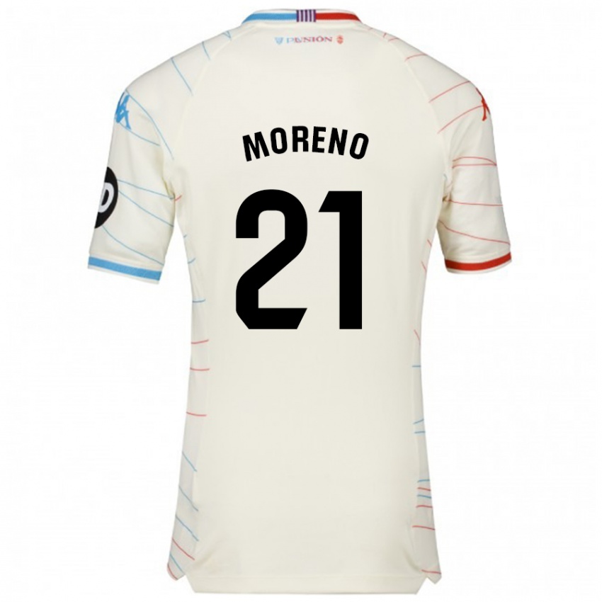 Niño Camiseta Xavi Moreno #21 Blanco Rojo Azul 2ª Equipación 2024/25 La Camisa Chile