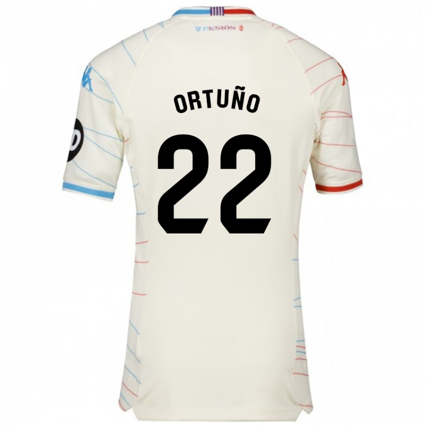 Niño Camiseta Fran Ortuño #22 Blanco Rojo Azul 2ª Equipación 2024/25 La Camisa Chile