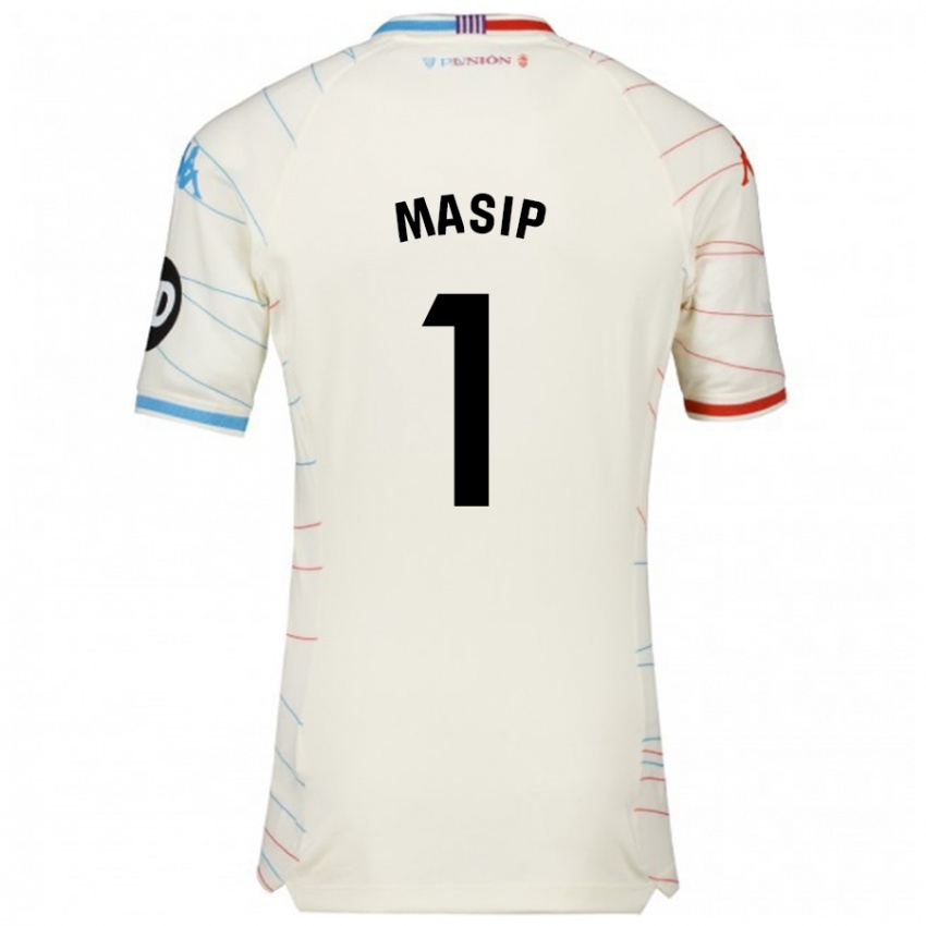 Niño Camiseta Jordi Masip #1 Blanco Rojo Azul 2ª Equipación 2024/25 La Camisa Chile