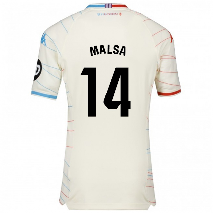 Niño Camiseta Mickaël Malsa #14 Blanco Rojo Azul 2ª Equipación 2024/25 La Camisa Chile