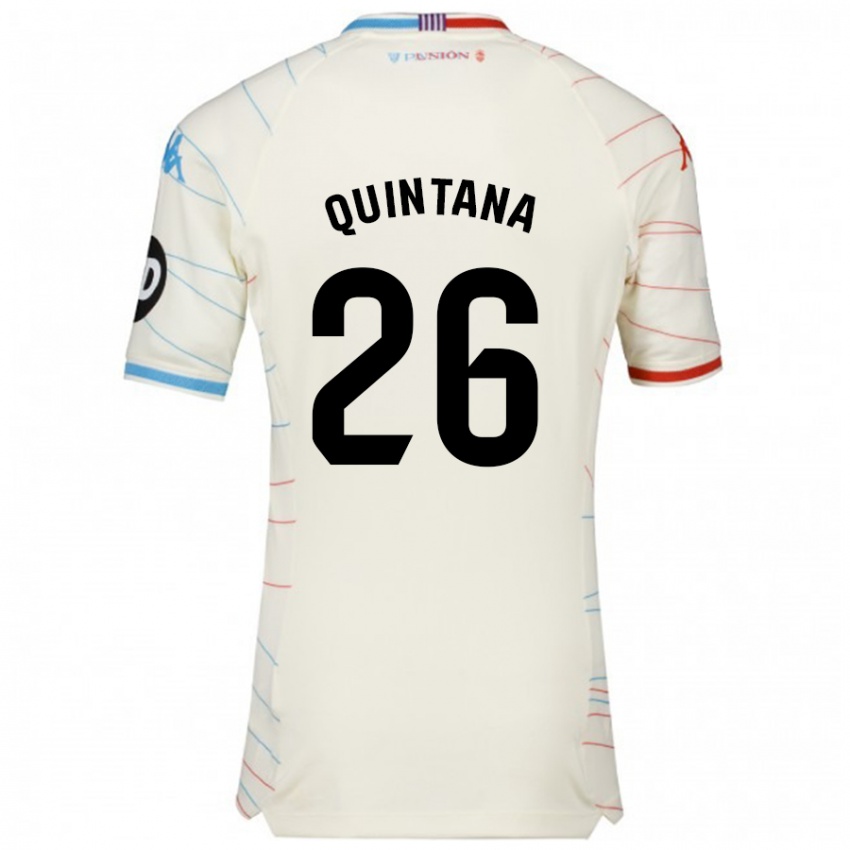 Niño Camiseta Alberto Quintana #26 Blanco Rojo Azul 2ª Equipación 2024/25 La Camisa Chile