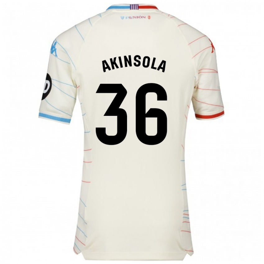 Niño Camiseta Tunde Akinsola #36 Blanco Rojo Azul 2ª Equipación 2024/25 La Camisa Chile