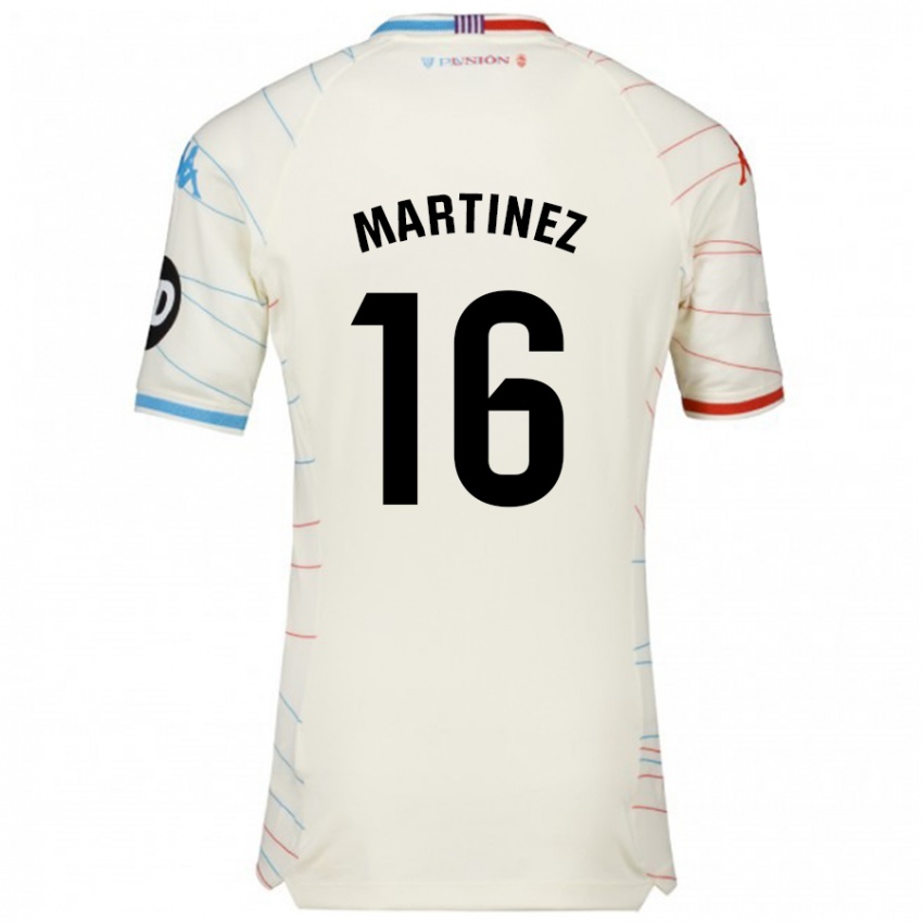 Niño Camiseta Jesús Martínez #16 Blanco Rojo Azul 2ª Equipación 2024/25 La Camisa Chile