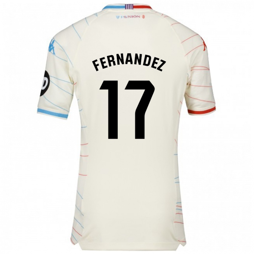 Niño Camiseta Dani Fernández #17 Blanco Rojo Azul 2ª Equipación 2024/25 La Camisa Chile