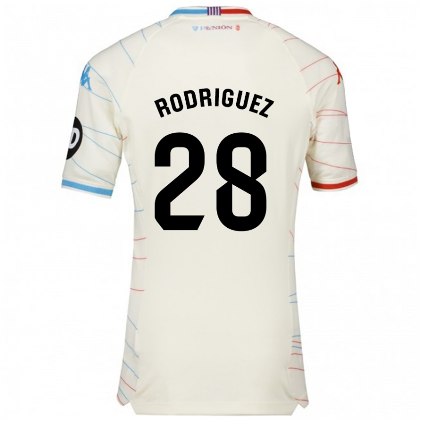 Niño Camiseta Yago Rodríguez #28 Blanco Rojo Azul 2ª Equipación 2024/25 La Camisa Chile