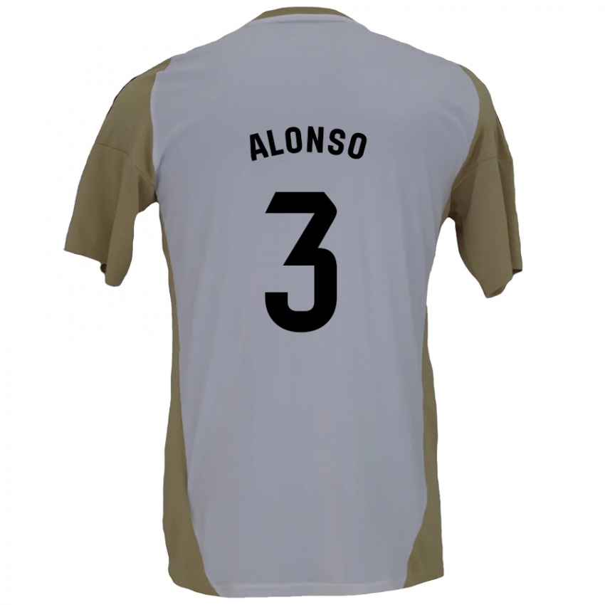 Niño Camiseta Julio Alonso #3 Marrón Blanco 2ª Equipación 2024/25 La Camisa Chile