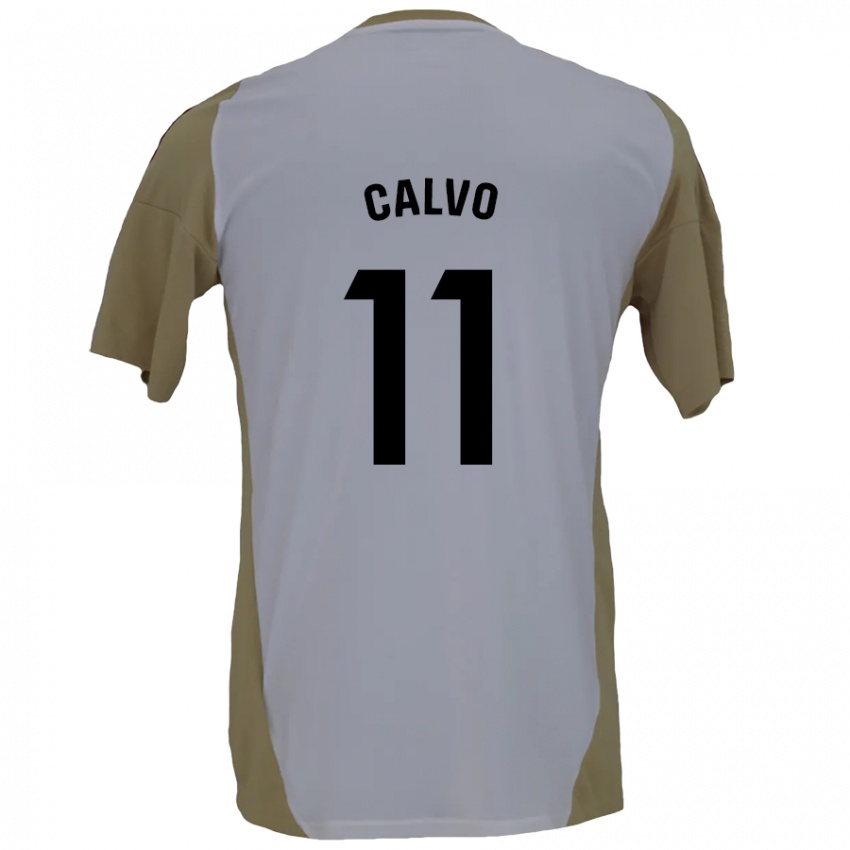 Niño Camiseta Álex Calvo #11 Marrón Blanco 2ª Equipación 2024/25 La Camisa Chile