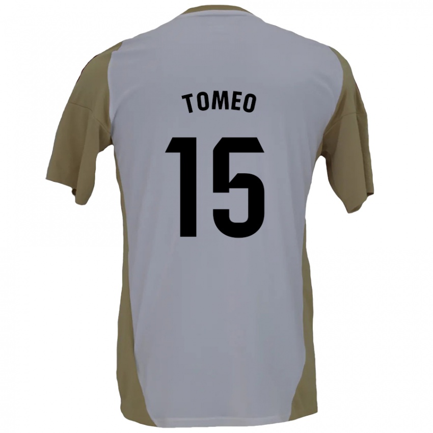 Niño Camiseta Pablo Tomeo #15 Marrón Blanco 2ª Equipación 2024/25 La Camisa Chile