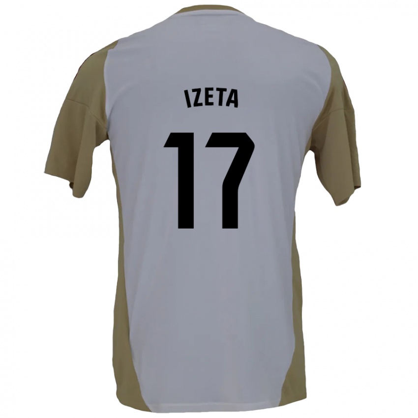 Niño Camiseta Urko Izeta #17 Marrón Blanco 2ª Equipación 2024/25 La Camisa Chile