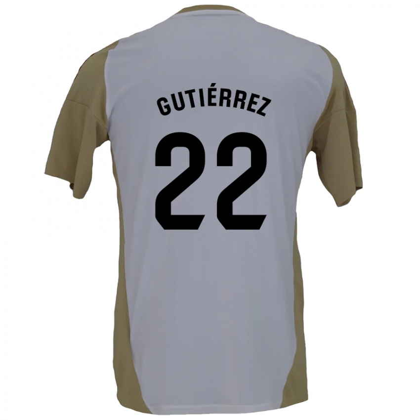 Niño Camiseta Juan Gutiérrez #22 Marrón Blanco 2ª Equipación 2024/25 La Camisa Chile