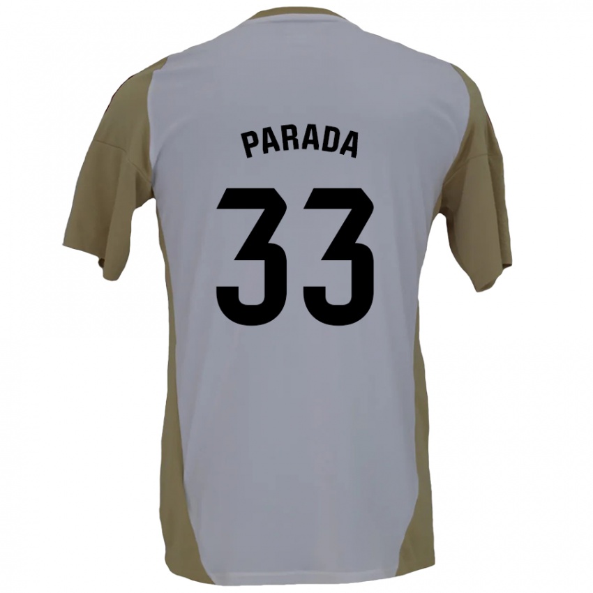 Niño Camiseta Victor Parada #33 Marrón Blanco 2ª Equipación 2024/25 La Camisa Chile