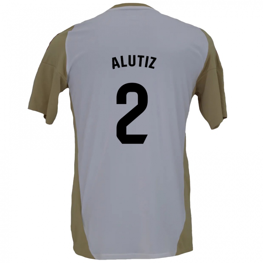 Niño Camiseta Hodei Alutiz #2 Marrón Blanco 2ª Equipación 2024/25 La Camisa Chile