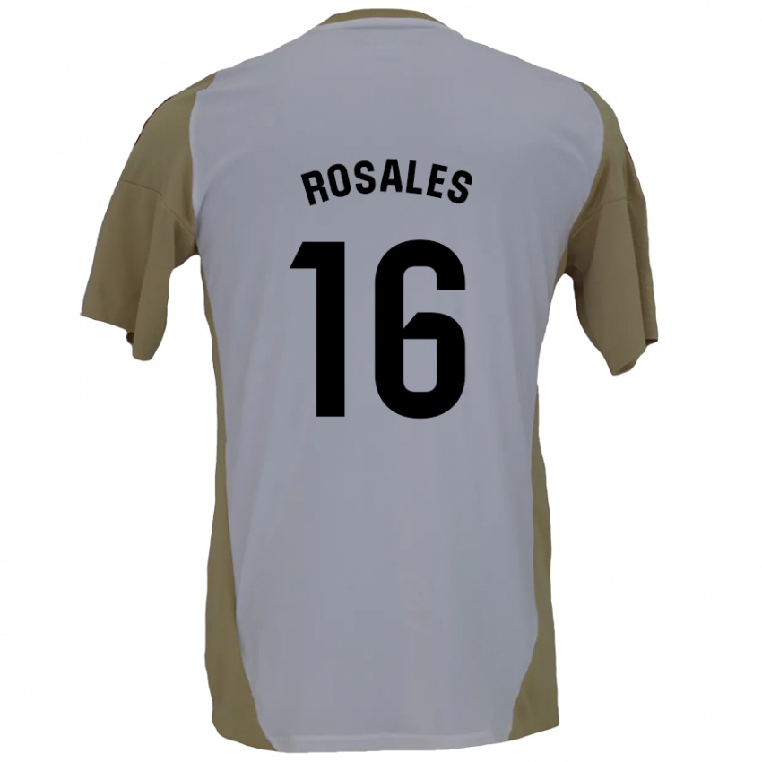 Niño Camiseta Diego Rosales #16 Marrón Blanco 2ª Equipación 2024/25 La Camisa Chile