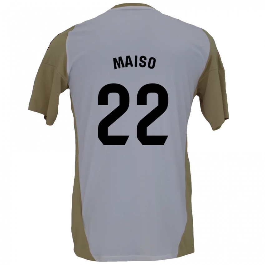 Niño Camiseta Álvaro Maiso #22 Marrón Blanco 2ª Equipación 2024/25 La Camisa Chile