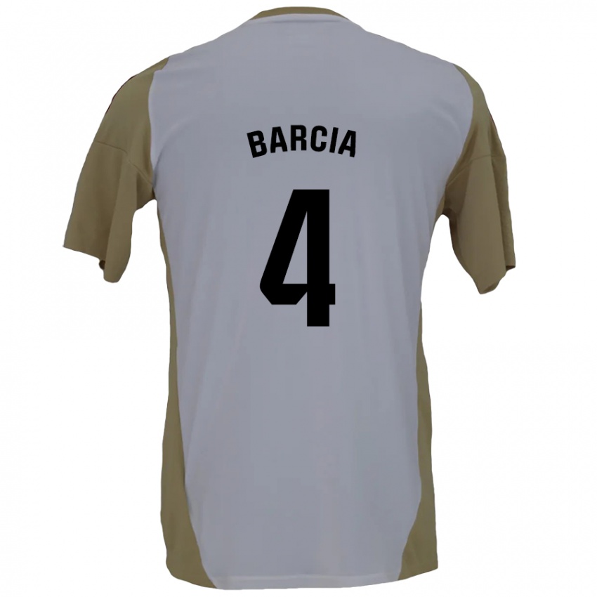 Niño Camiseta Sergio Barcia #4 Marrón Blanco 2ª Equipación 2024/25 La Camisa Chile