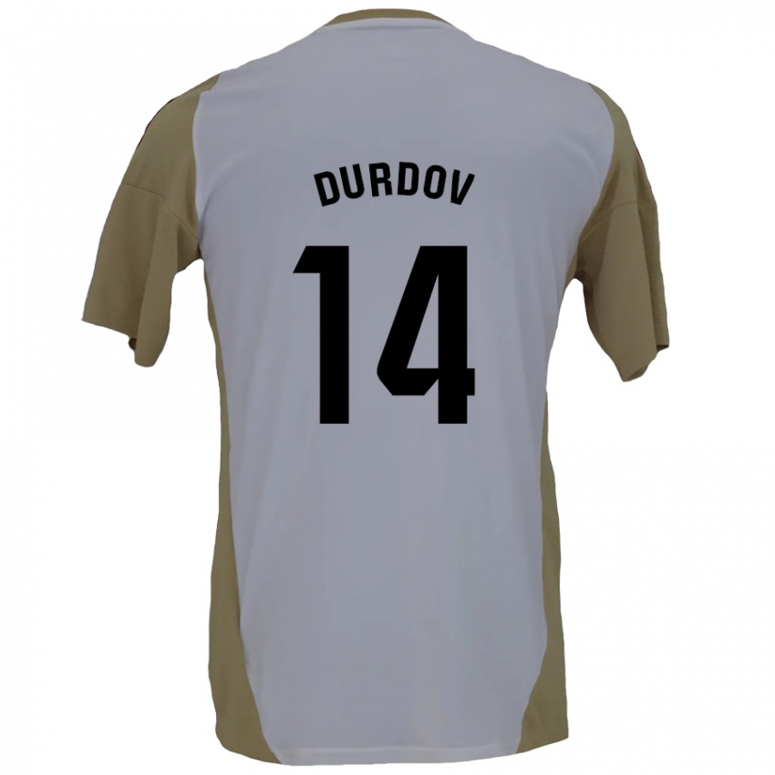 Niño Camiseta Ivan Durdov #14 Marrón Blanco 2ª Equipación 2024/25 La Camisa Chile