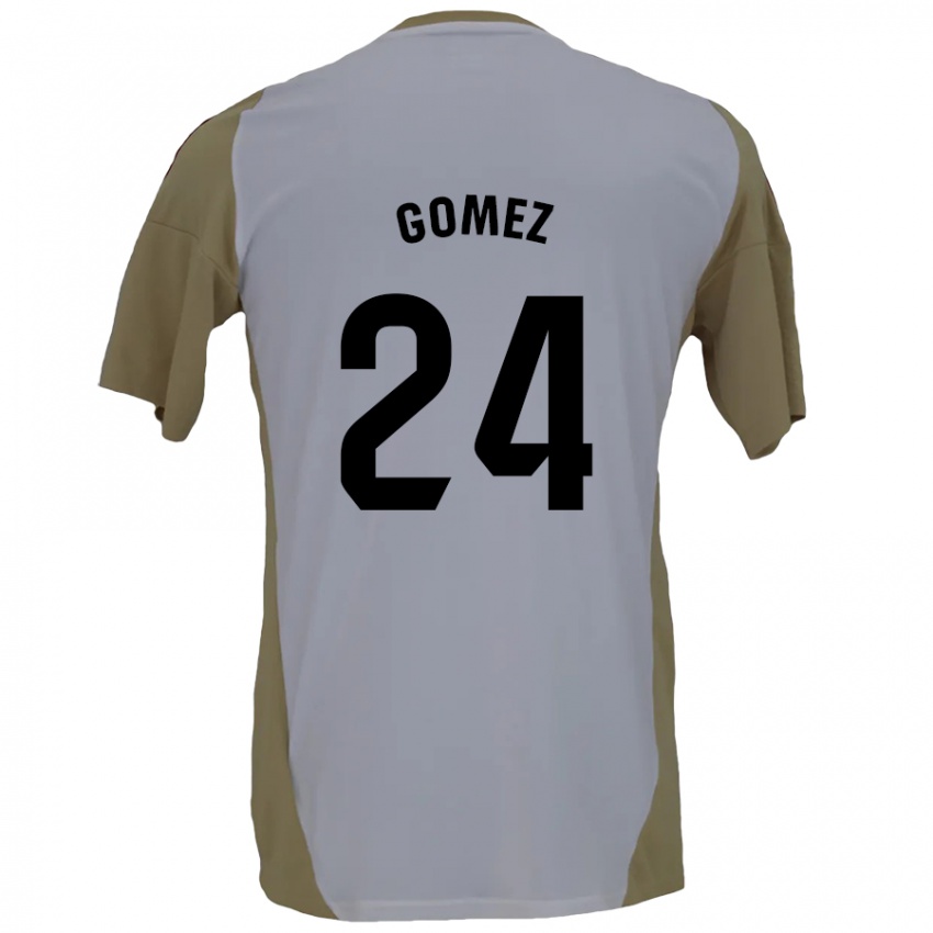 Niño Camiseta Jonathan Gómez #24 Marrón Blanco 2ª Equipación 2024/25 La Camisa Chile