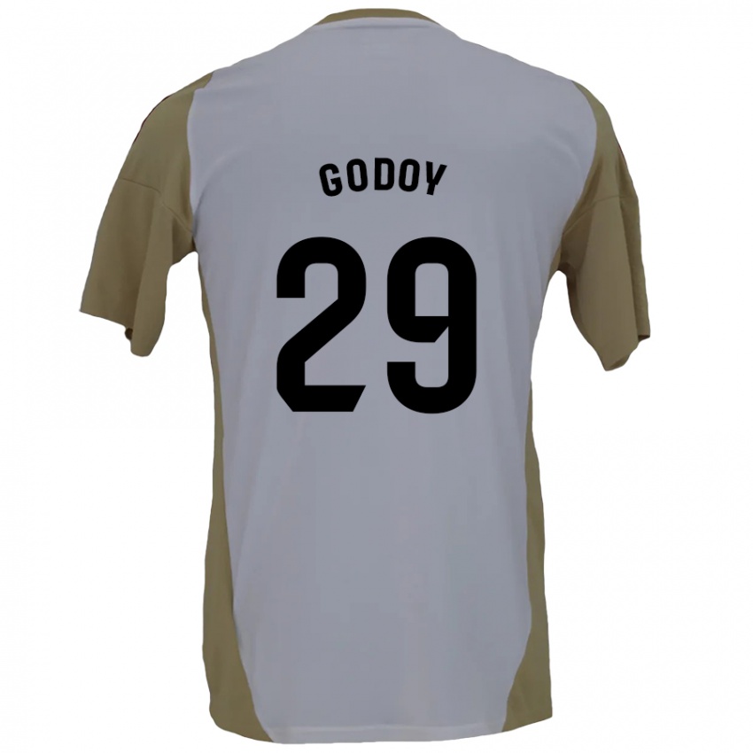 Niño Camiseta Alan Godoy #29 Marrón Blanco 2ª Equipación 2024/25 La Camisa Chile