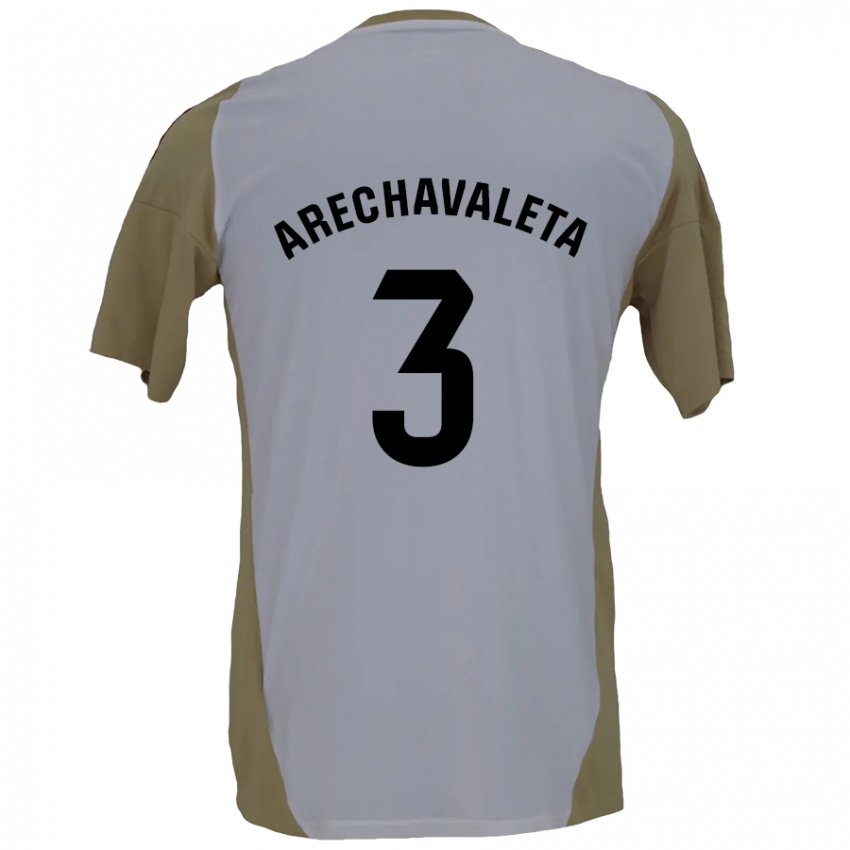 Niño Camiseta Jorge Arechavaleta #3 Marrón Blanco 2ª Equipación 2024/25 La Camisa Chile