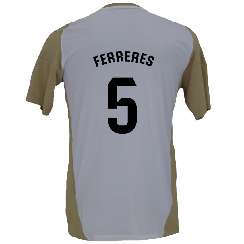 Niño Camiseta Manolo Ferreres #5 Marrón Blanco 2ª Equipación 2024/25 La Camisa Chile