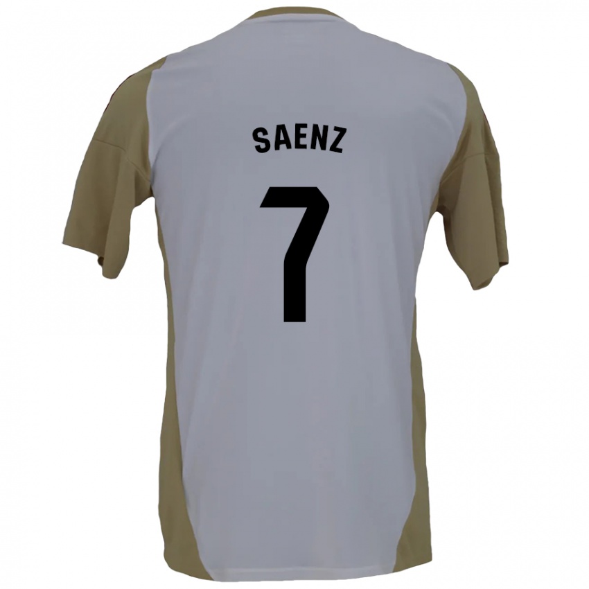 Niño Camiseta Raúl Sáenz #7 Marrón Blanco 2ª Equipación 2024/25 La Camisa Chile