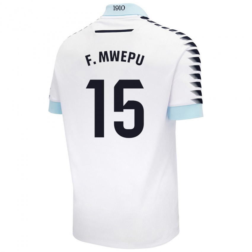 Niño Camiseta Francisco Mwepu #15 Blanco Azul 2ª Equipación 2024/25 La Camisa Chile