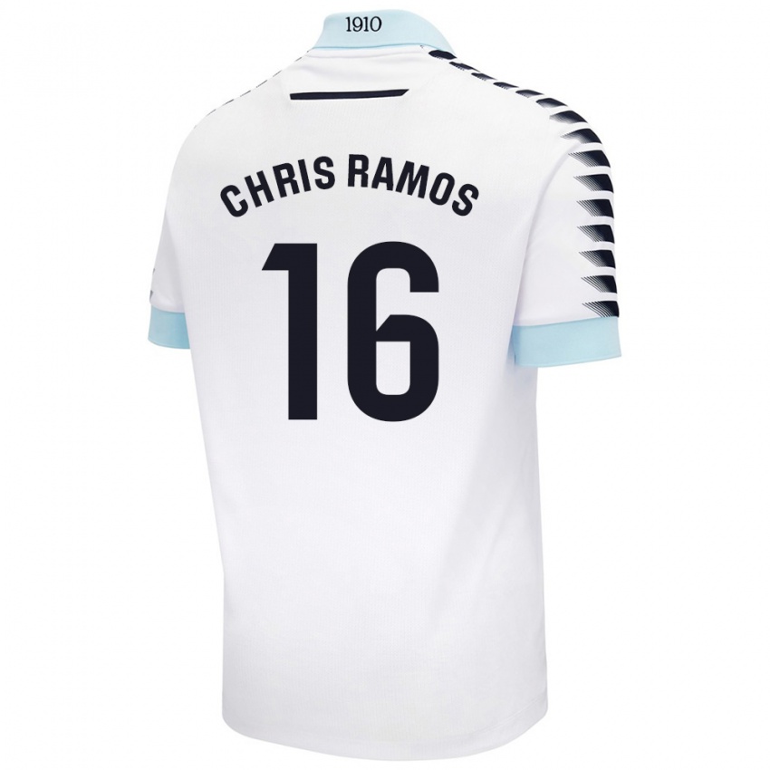 Niño Camiseta Chris Ramos #16 Blanco Azul 2ª Equipación 2024/25 La Camisa Chile