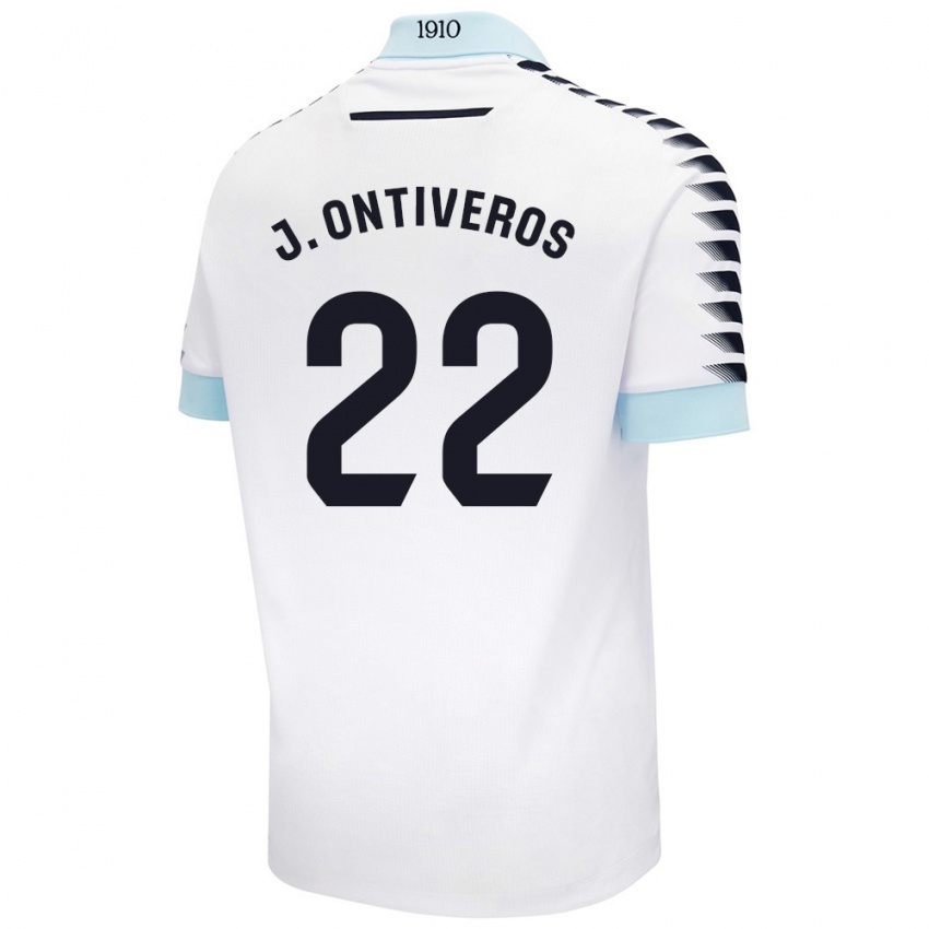 Niño Camiseta Javi Ontiveros #22 Blanco Azul 2ª Equipación 2024/25 La Camisa Chile