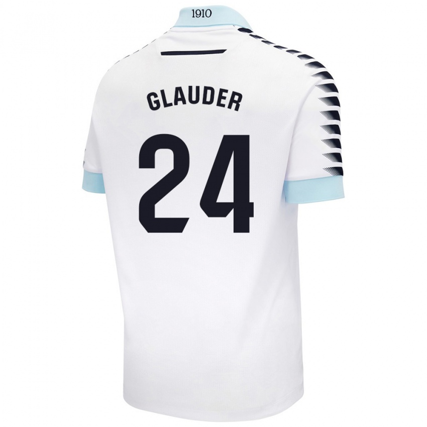 Niño Camiseta Cristian Glauder #24 Blanco Azul 2ª Equipación 2024/25 La Camisa Chile