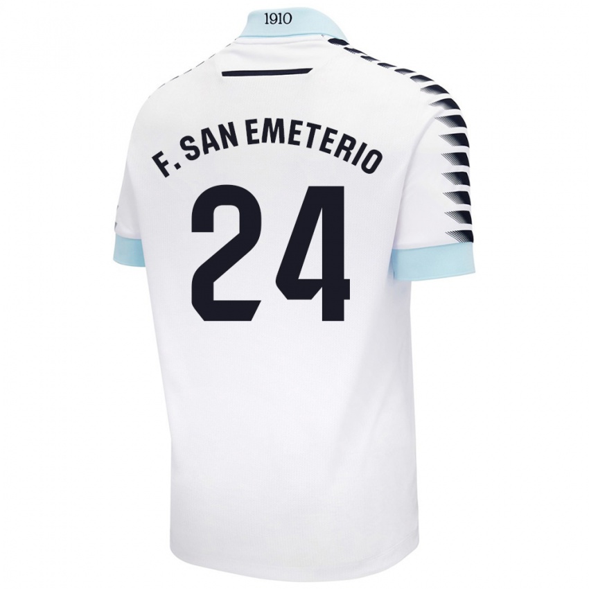 Niño Camiseta Fede San Emeterio #24 Blanco Azul 2ª Equipación 2024/25 La Camisa Chile