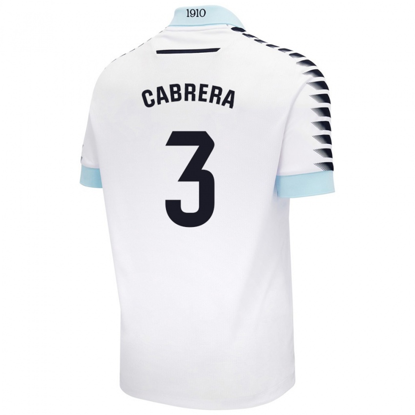 Niño Camiseta Julio Cabrera #3 Blanco Azul 2ª Equipación 2024/25 La Camisa Chile