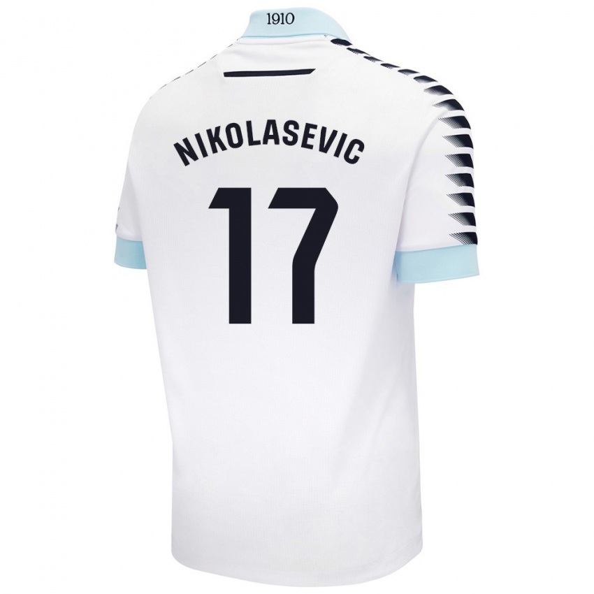 Niño Camiseta Mirko Nikolasevic #17 Blanco Azul 2ª Equipación 2024/25 La Camisa Chile