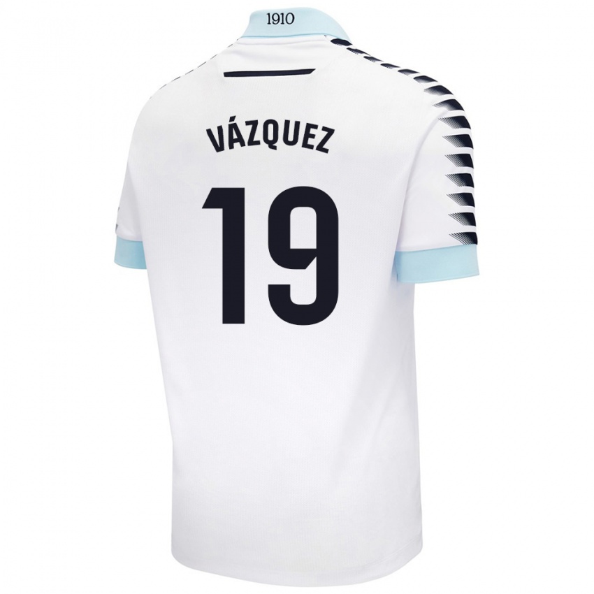 Niño Camiseta Borja Vázquez #19 Blanco Azul 2ª Equipación 2024/25 La Camisa Chile