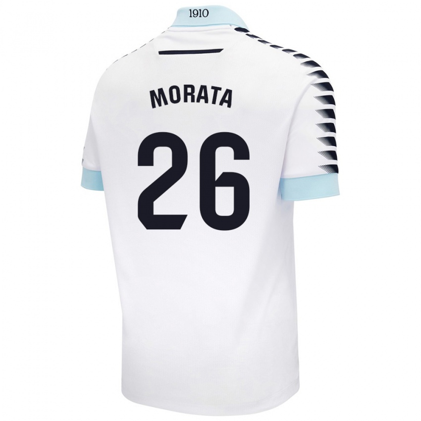 Niño Camiseta Álex Morata #26 Blanco Azul 2ª Equipación 2024/25 La Camisa Chile