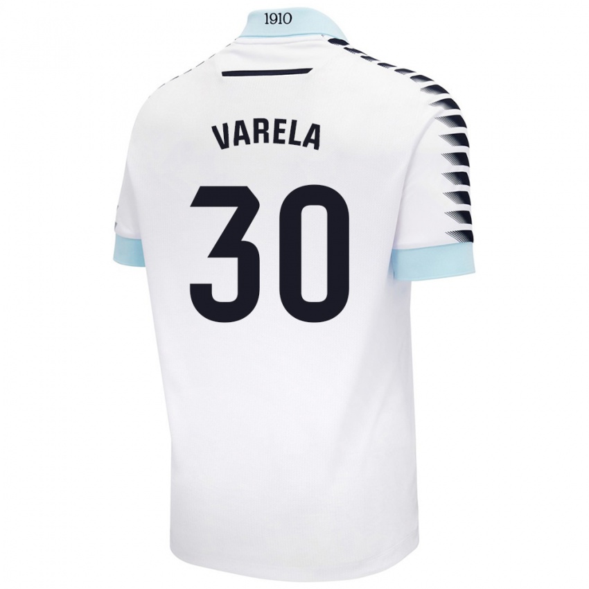 Niño Camiseta Brandon Varela #30 Blanco Azul 2ª Equipación 2024/25 La Camisa Chile