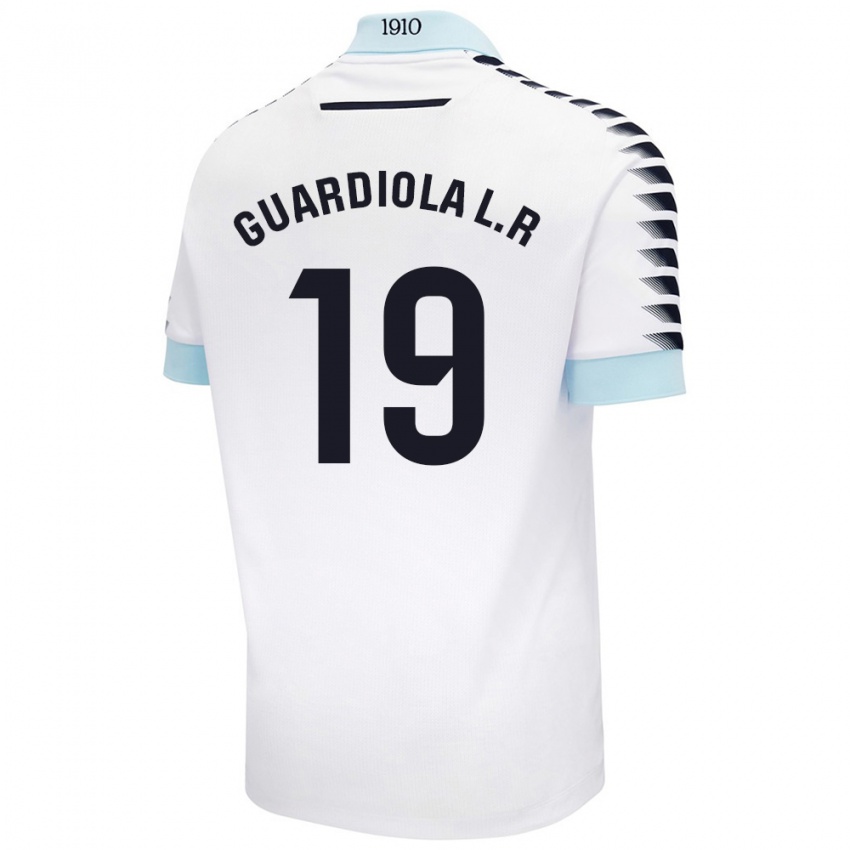 Niño Camiseta Sergi Guardiola #19 Blanco Azul 2ª Equipación 2024/25 La Camisa Chile