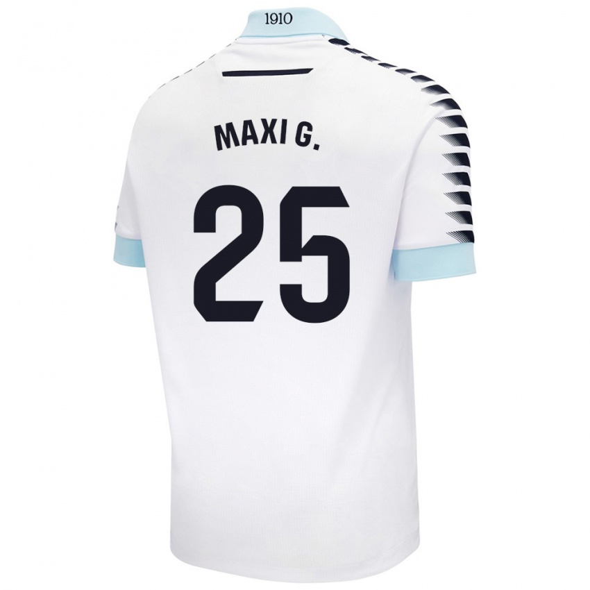 Niño Camiseta Maxi Gómez #25 Blanco Azul 2ª Equipación 2024/25 La Camisa Chile