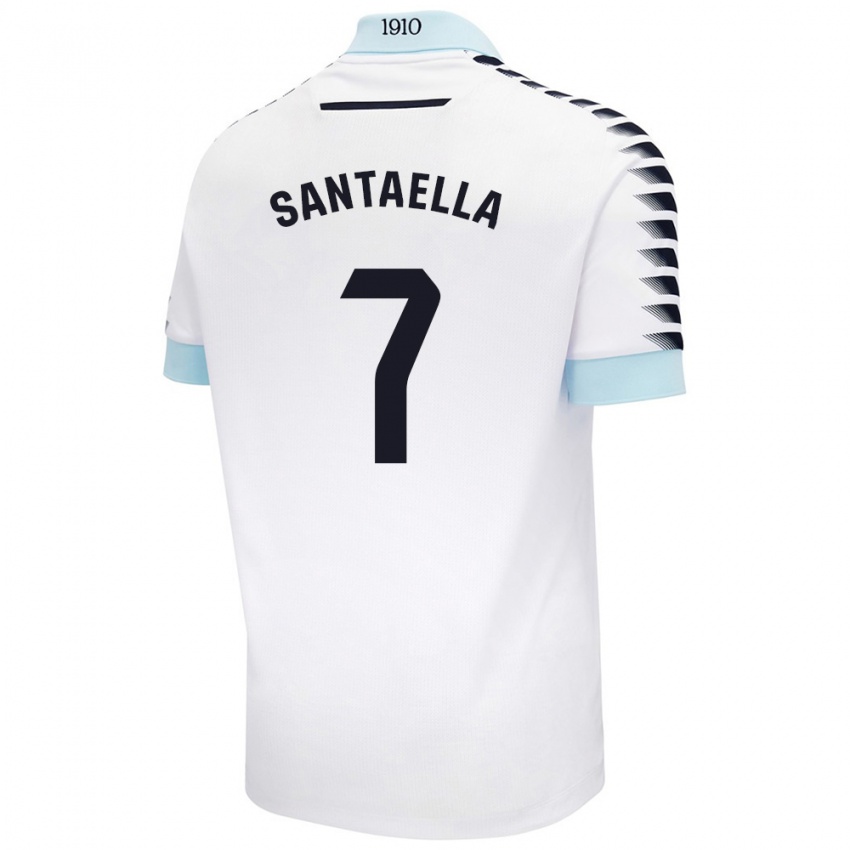 Niño Camiseta Natalia Santaella Picón #7 Blanco Azul 2ª Equipación 2024/25 La Camisa Chile