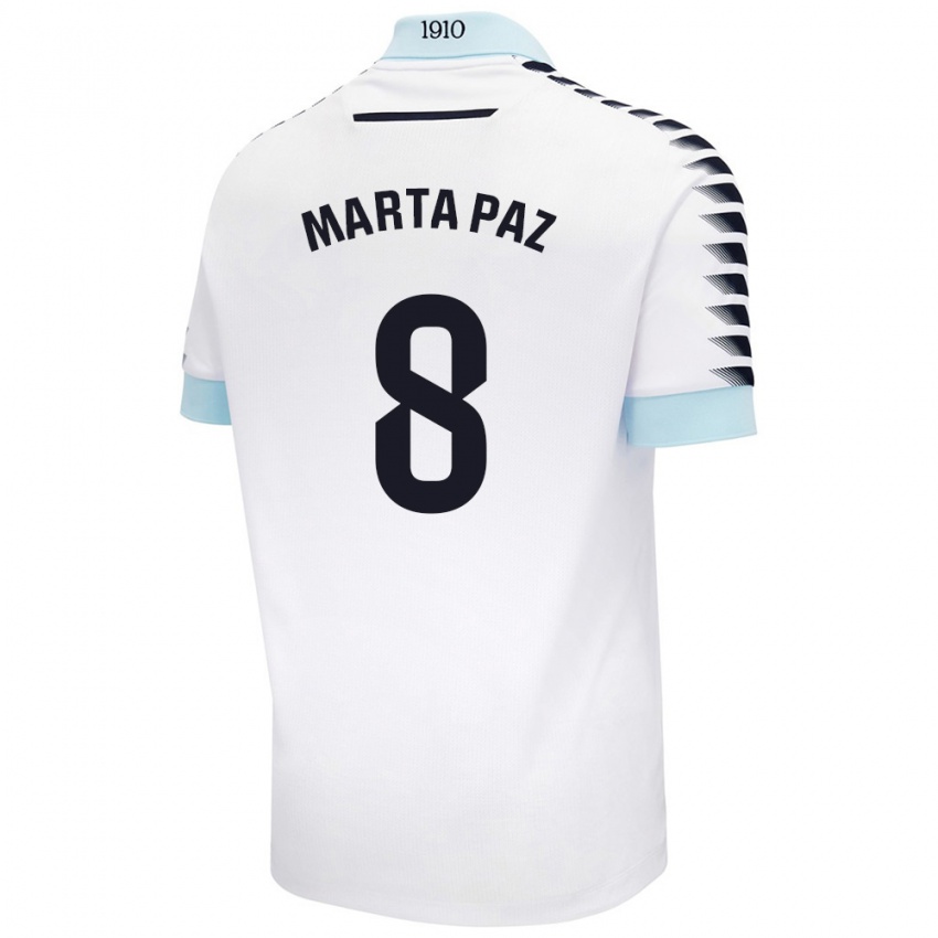 Niño Camiseta Marta Milagros Paz Cruz #8 Blanco Azul 2ª Equipación 2024/25 La Camisa Chile