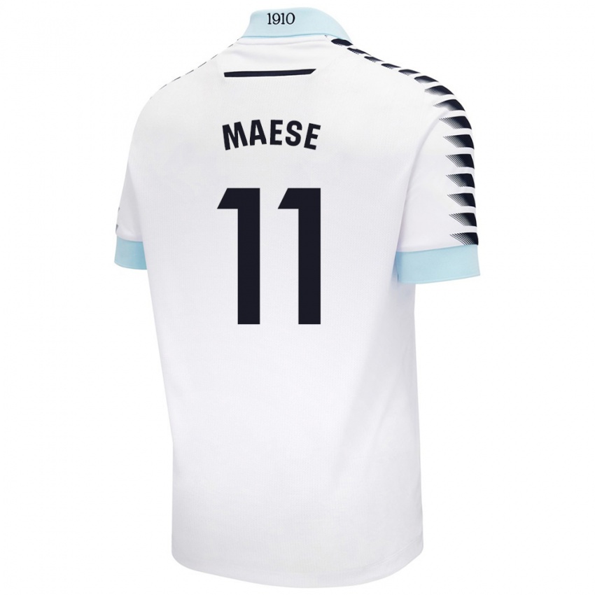 Niño Camiseta María Del Carmen Maese Gaitán #11 Blanco Azul 2ª Equipación 2024/25 La Camisa Chile