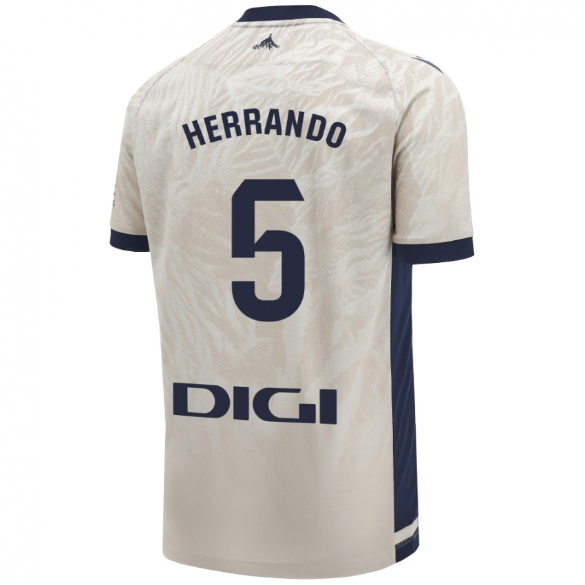 Niño Camiseta Jorge Herrando #5 Gris Claro 2ª Equipación 2024/25 La Camisa Chile