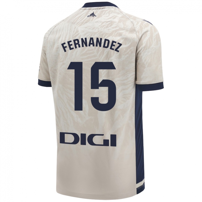 Niño Camiseta Leyre Fernández Sánchez #15 Gris Claro 2ª Equipación 2024/25 La Camisa Chile