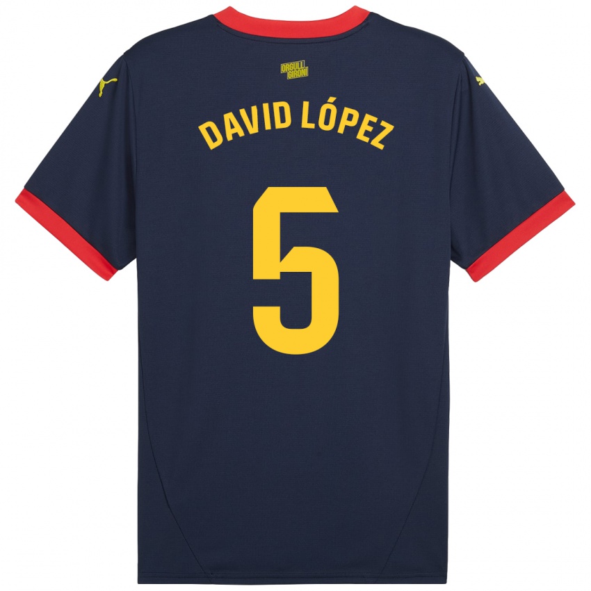 Niño Camiseta David López #5 Azul Marino Rojo 2ª Equipación 2024/25 La Camisa Chile