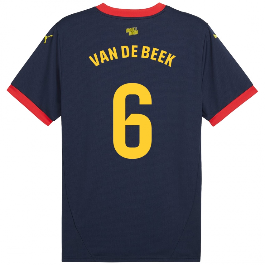 Niño Camiseta Donny Van De Beek #6 Azul Marino Rojo 2ª Equipación 2024/25 La Camisa Chile