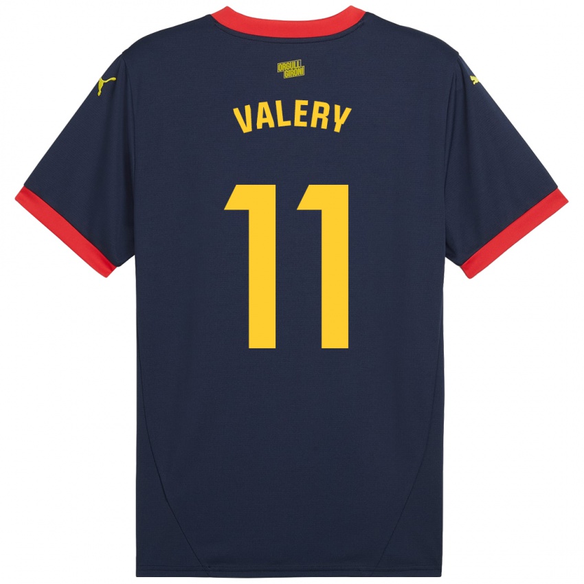 Niño Camiseta Valery Fernández #11 Azul Marino Rojo 2ª Equipación 2024/25 La Camisa Chile