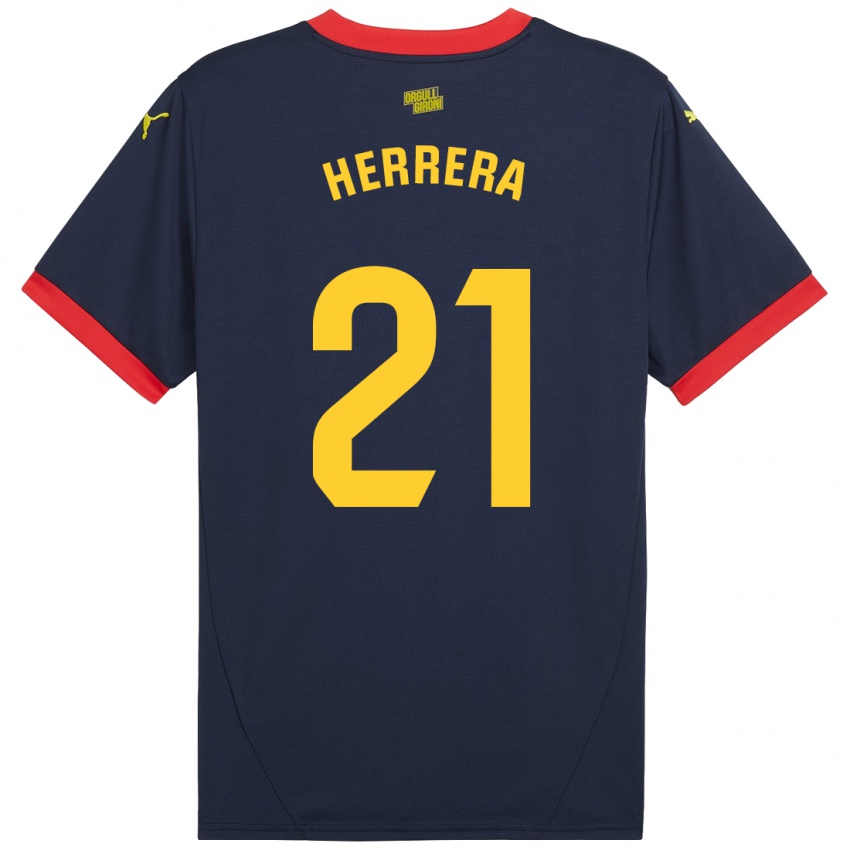 Niño Camiseta Yangel Herrera #21 Azul Marino Rojo 2ª Equipación 2024/25 La Camisa Chile