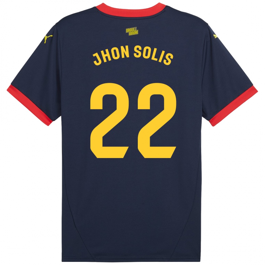 Niño Camiseta Jhon Solís #22 Azul Marino Rojo 2ª Equipación 2024/25 La Camisa Chile